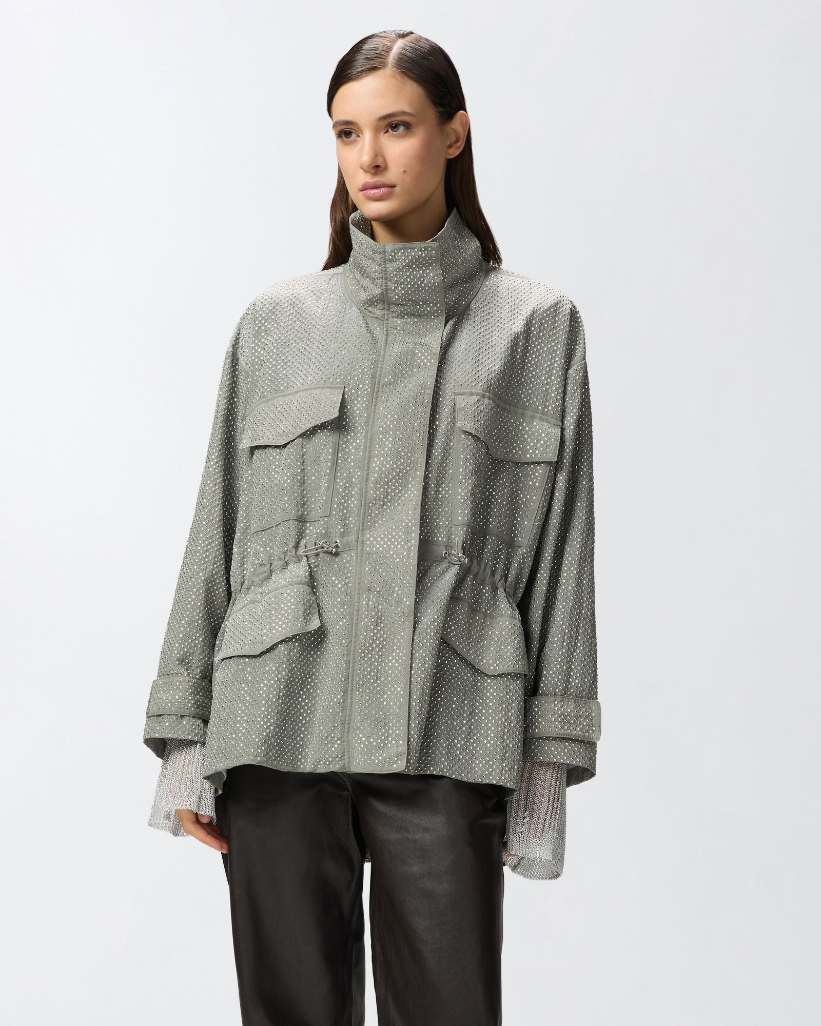 Parka tecnico con borchie 104598-A2BW I53 PINKO 