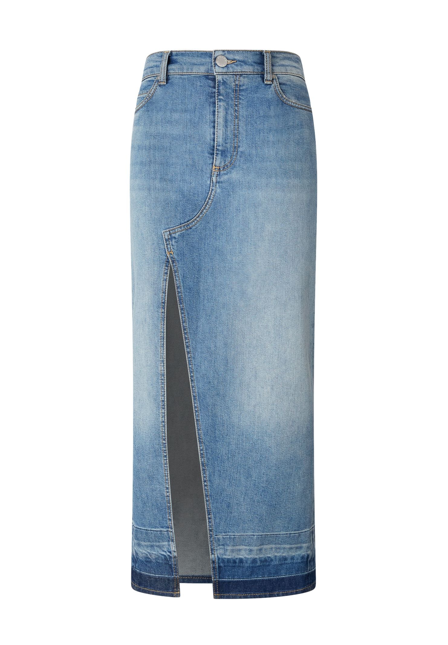 Gonna lunga in denim con spacco davanti 104628-A2EA PJE PINKO 