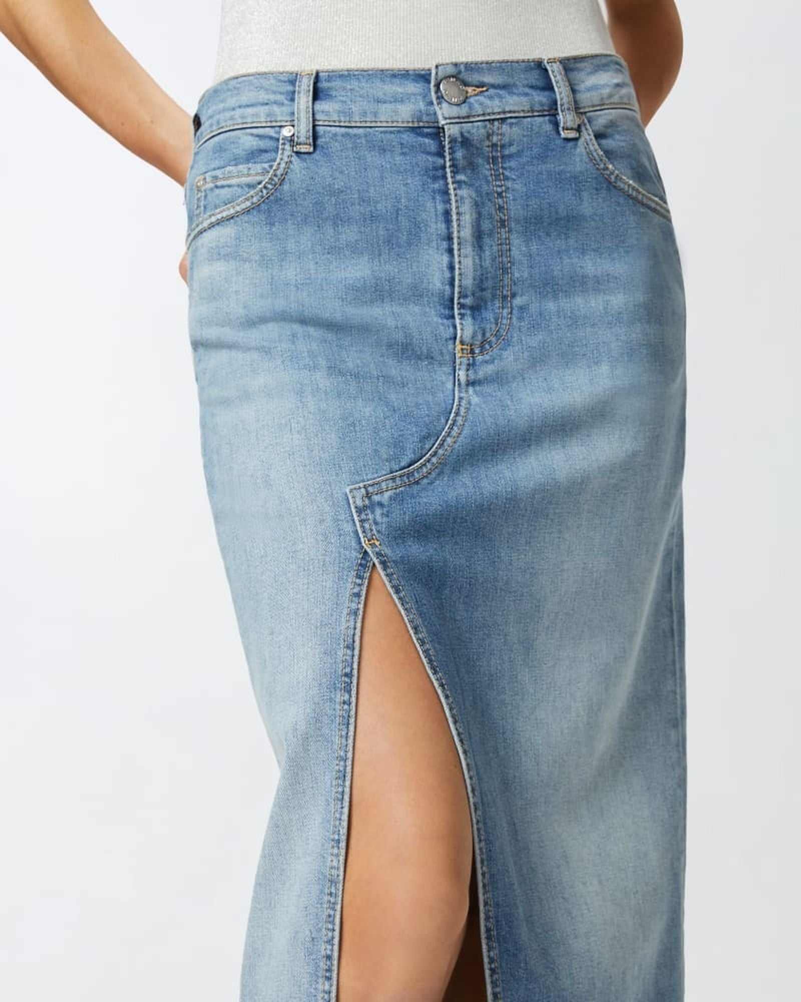 Gonna lunga in denim con spacco davanti 104628-A2EA PJE PINKO 
