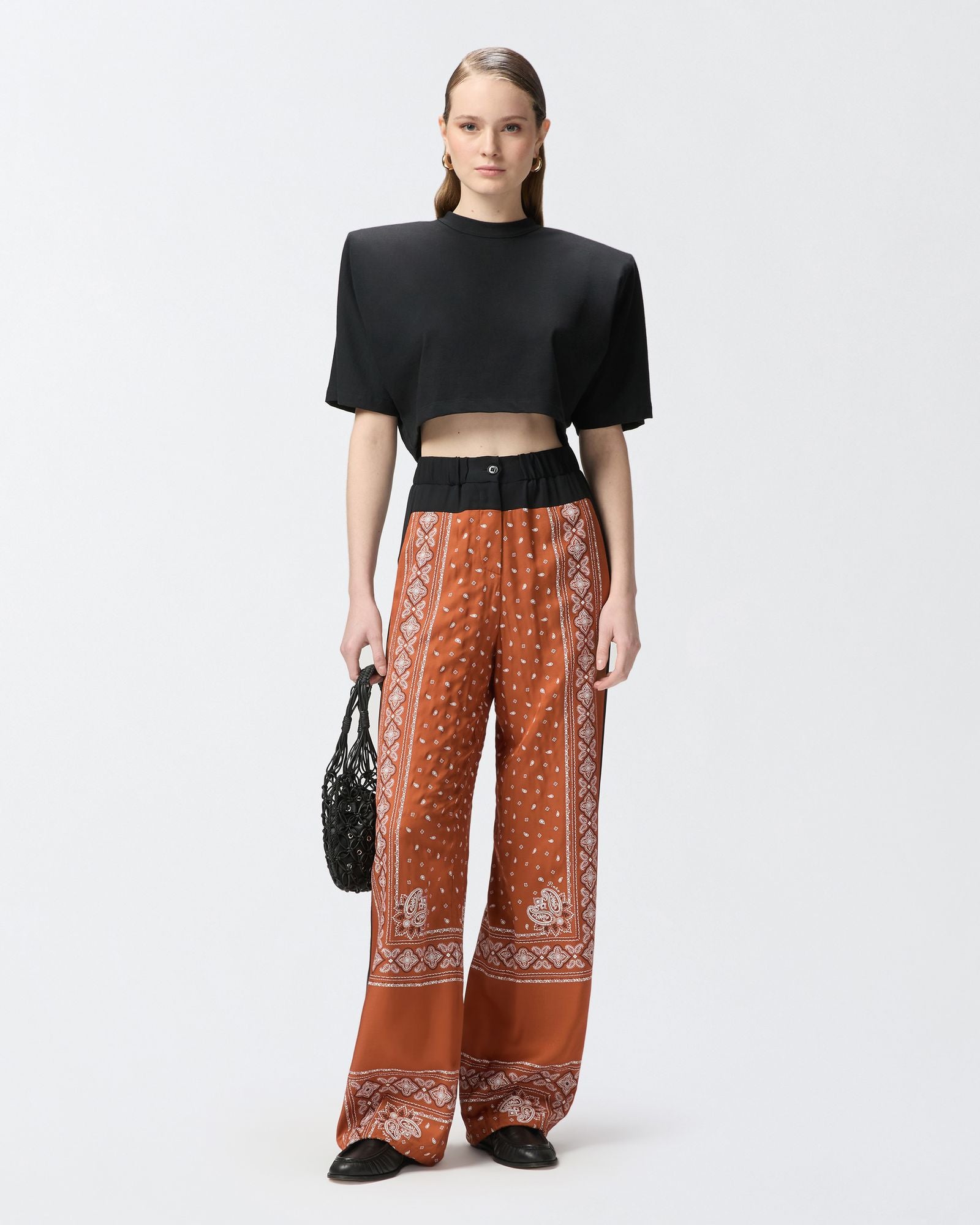 Pantalone ampio leggero stampa bandana 104663-A2CK LZ3 PINKO 
