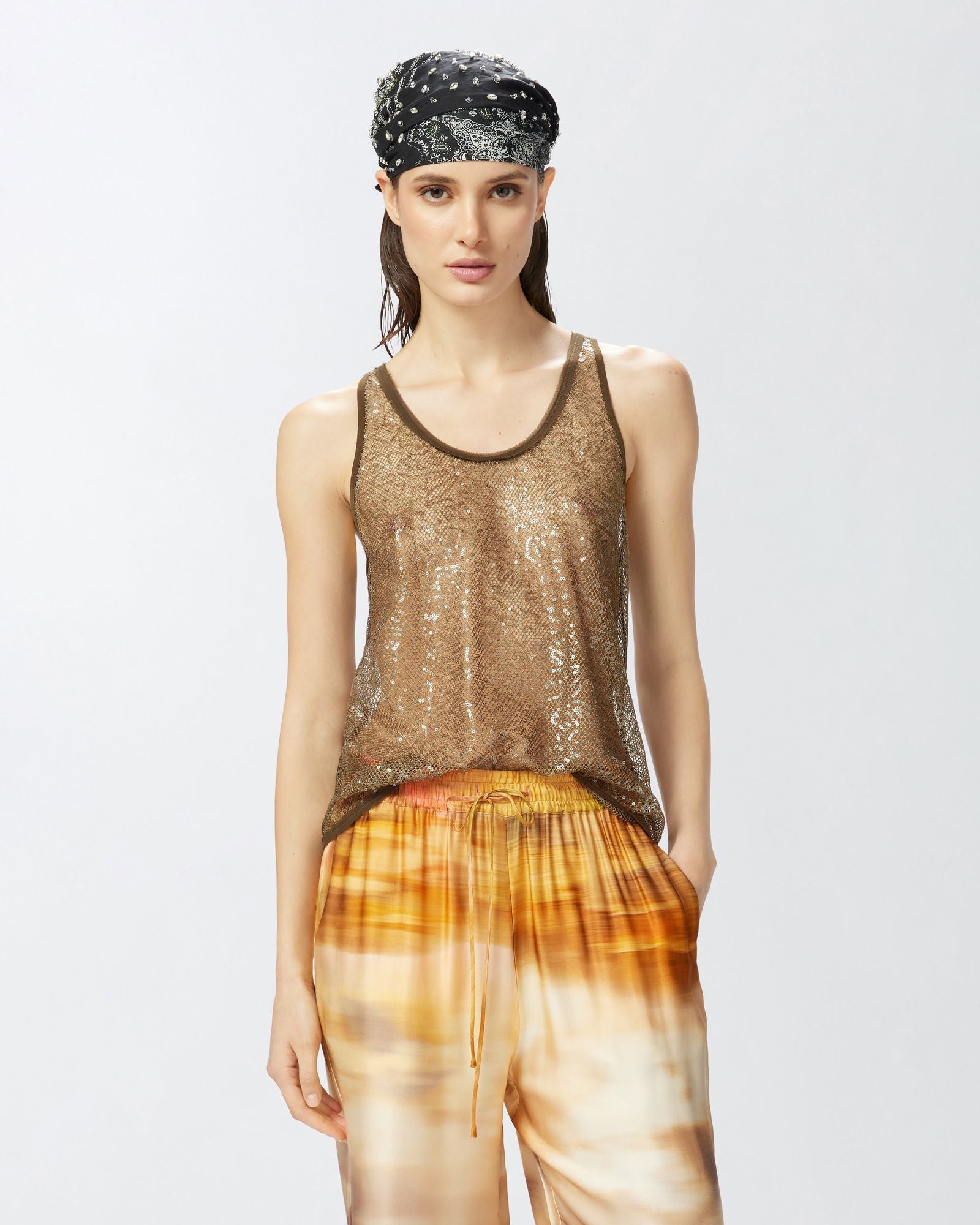 Top a rete con paillettes 104710-A2EX X26 PINKO 