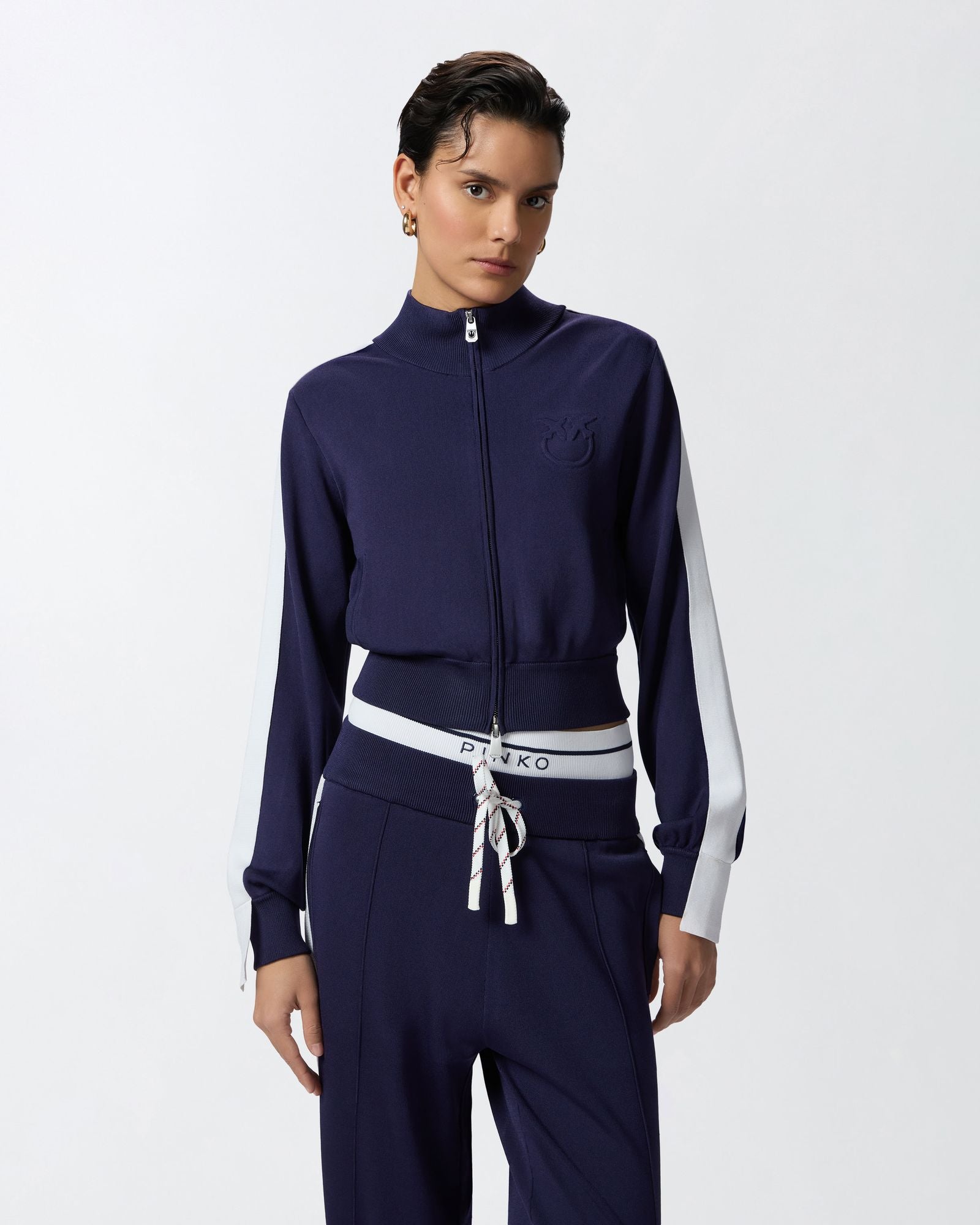 Felpa con zip in tessuto piquet 104738-A2FQ EZ1 PINKO 