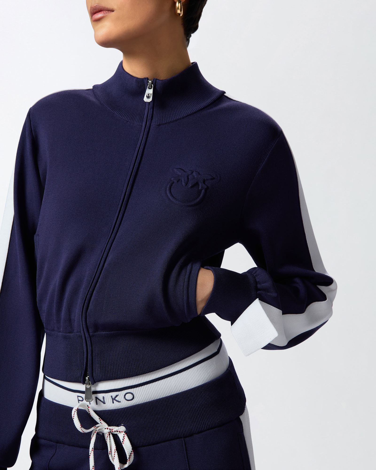 Felpa con zip in tessuto piquet 104738-A2FQ EZ1 PINKO 