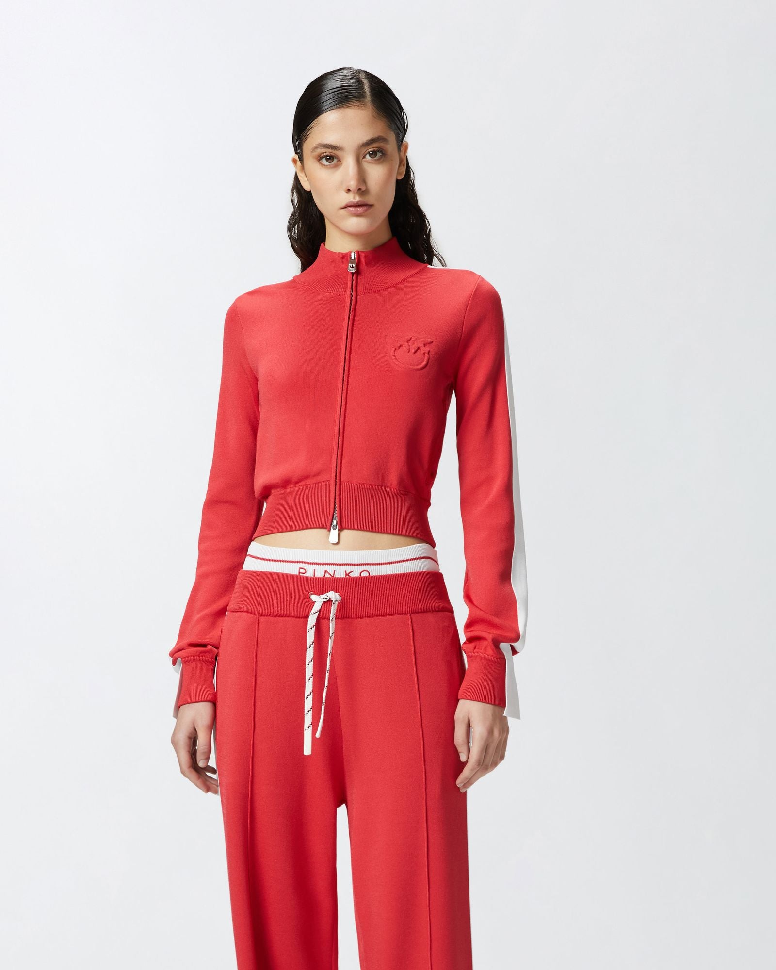 Felpa con zip in tessuto piquet 104738-A2FQ RZ1 PINKO 