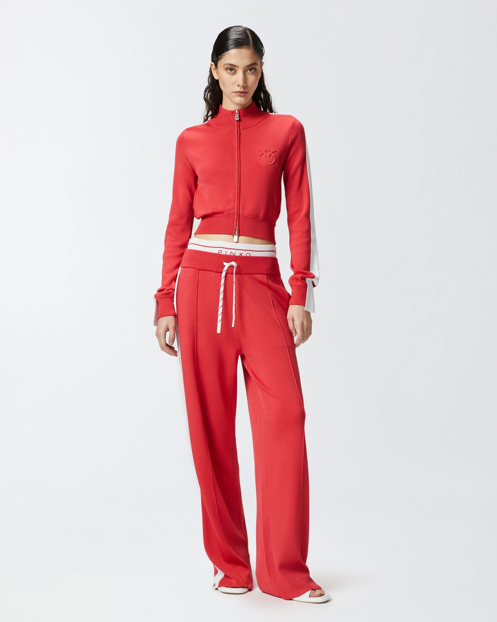 Felpa con zip in tessuto piquet 104738-A2FQ RZ1 PINKO 