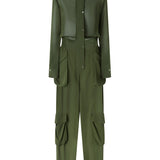 Tuta jumpsuit in georgette con tasche cargo 104750-A21F X83 PINKO 