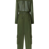 Tuta jumpsuit in georgette con tasche cargo 104750-A21F X83 PINKO 