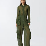 Tuta jumpsuit in georgette con tasche cargo 104750-A21F X83 PINKO 