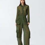 Tuta jumpsuit in georgette con tasche cargo 104750-A21F X83 PINKO 