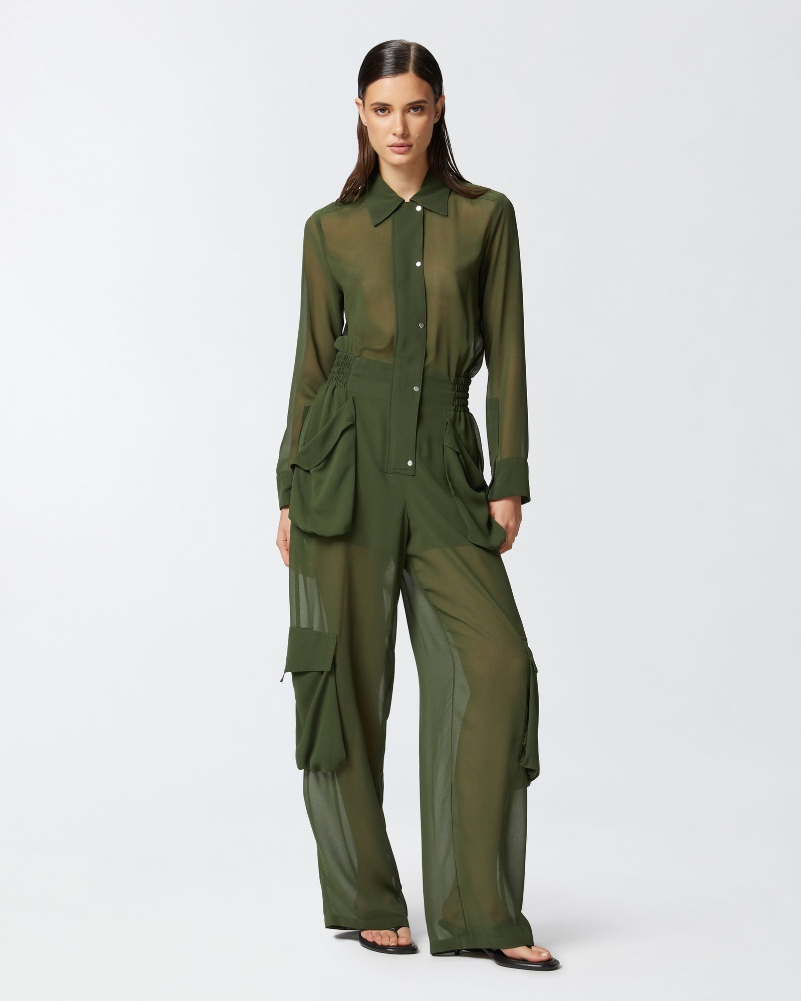 Tuta jumpsuit in georgette con tasche cargo 104750-A21F X83 PINKO 