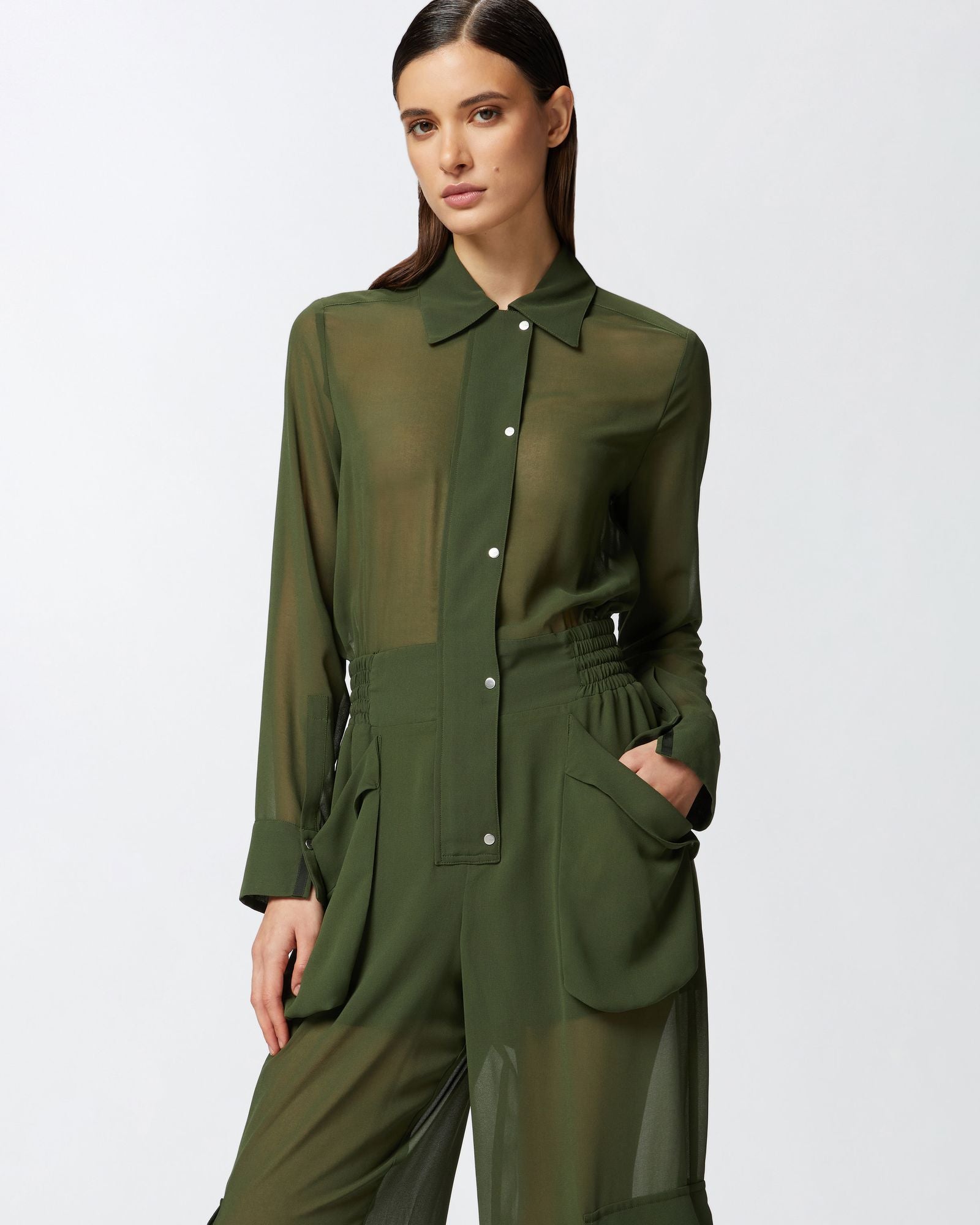 Tuta jumpsuit in georgette con tasche cargo 104750-A21F X83 PINKO 
