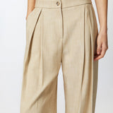 Pantalone largo con pieghe in tela 104781-A2EJ D18 PINKO 