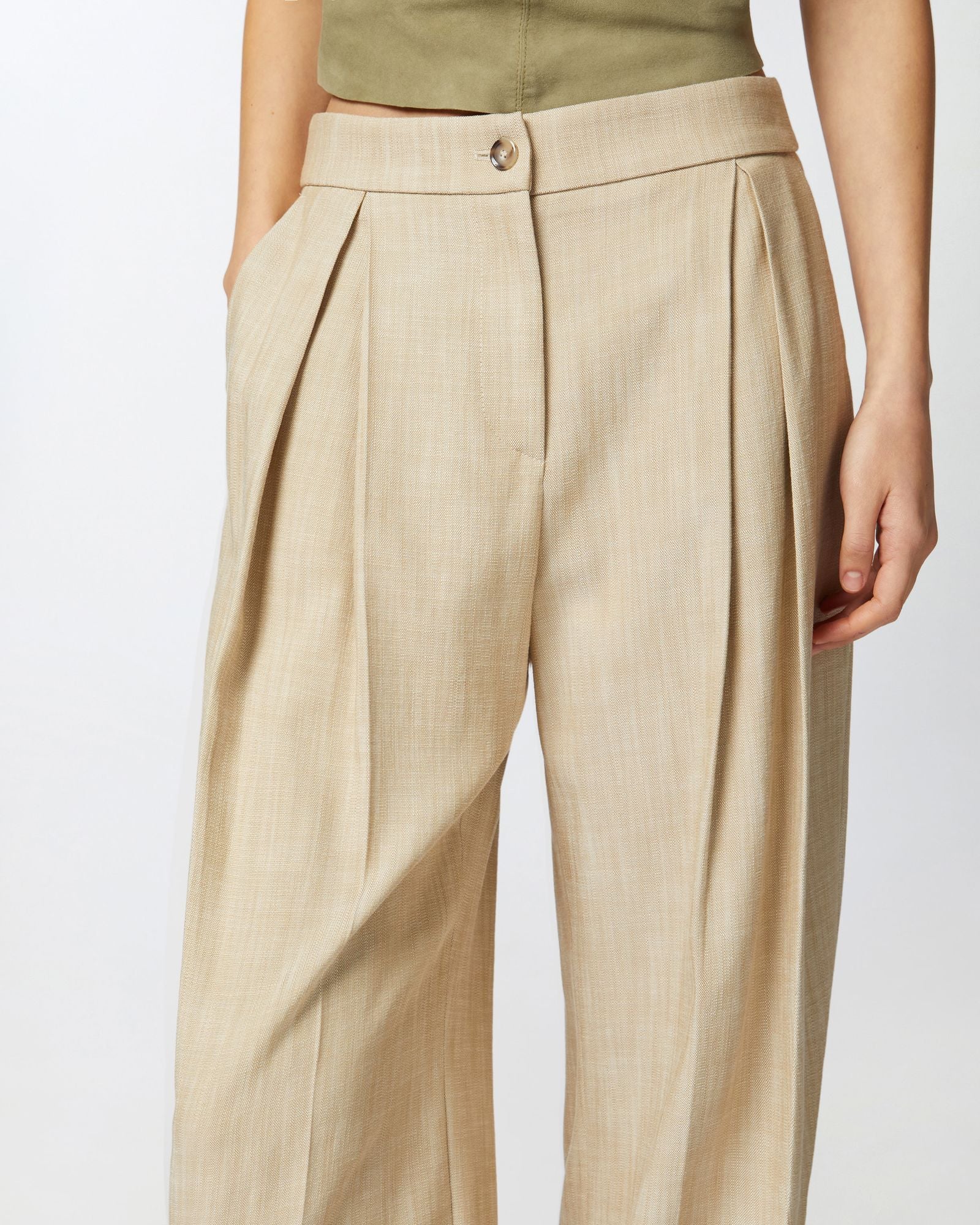 Pantalone largo con pieghe in tela 104781-A2EJ D18 PINKO 