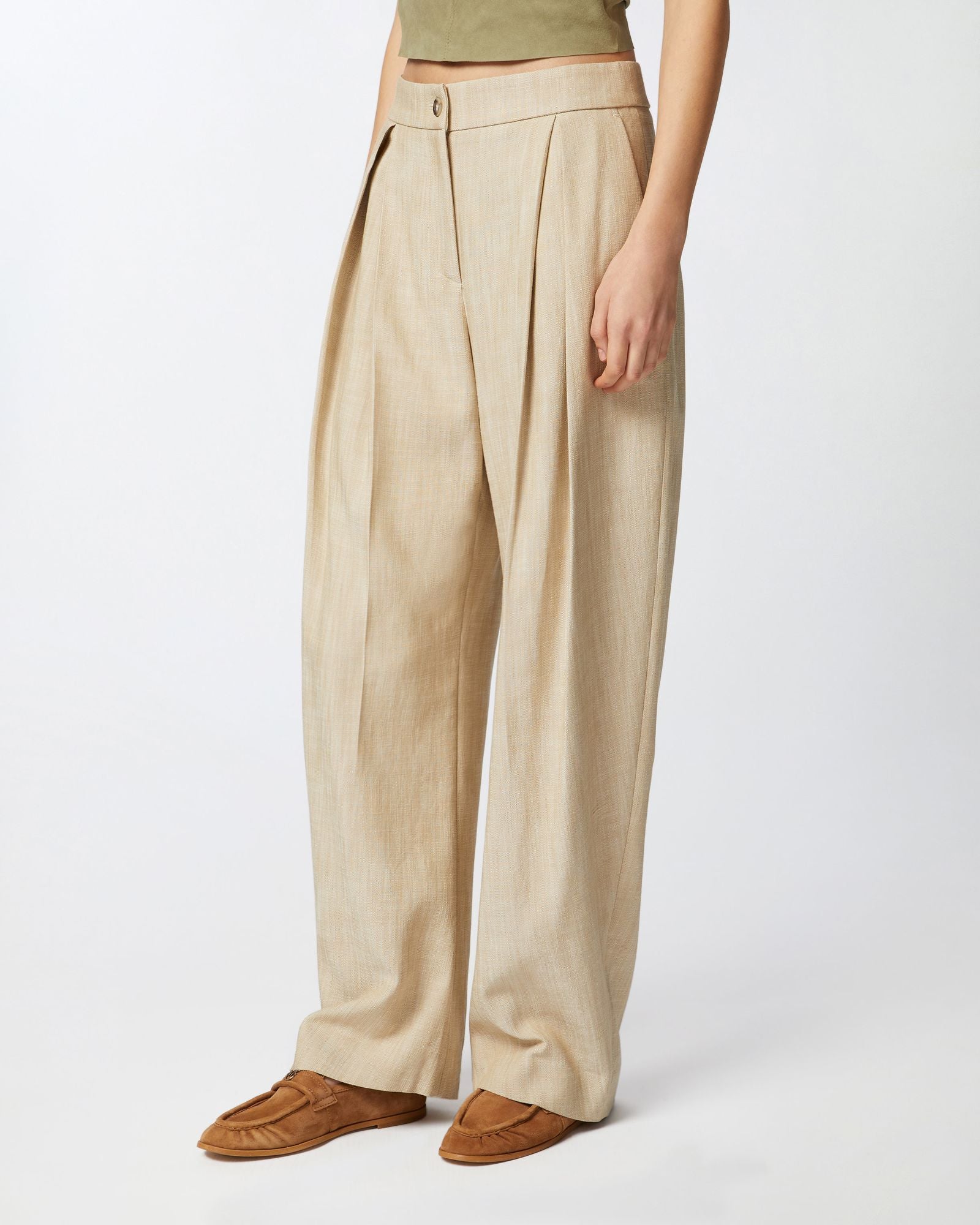 Pantalone largo con pieghe in tela 104781-A2EJ D18 PINKO 