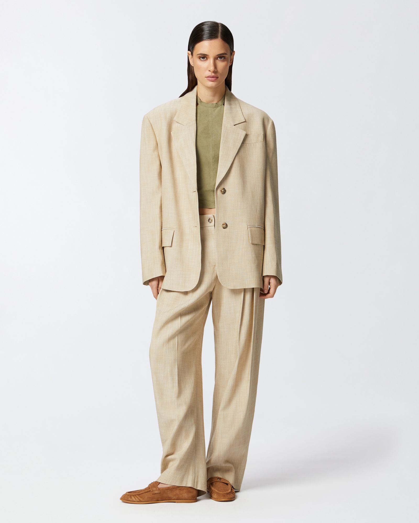 Pantalone largo con pieghe in tela 104781-A2EJ D18 PINKO 