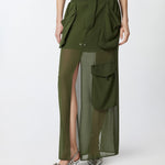 Gonna lunga in georgette 104789-A21F S1C PINKO 