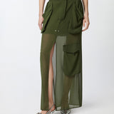 Gonna lunga in georgette 104789-A21F S1C PINKO 