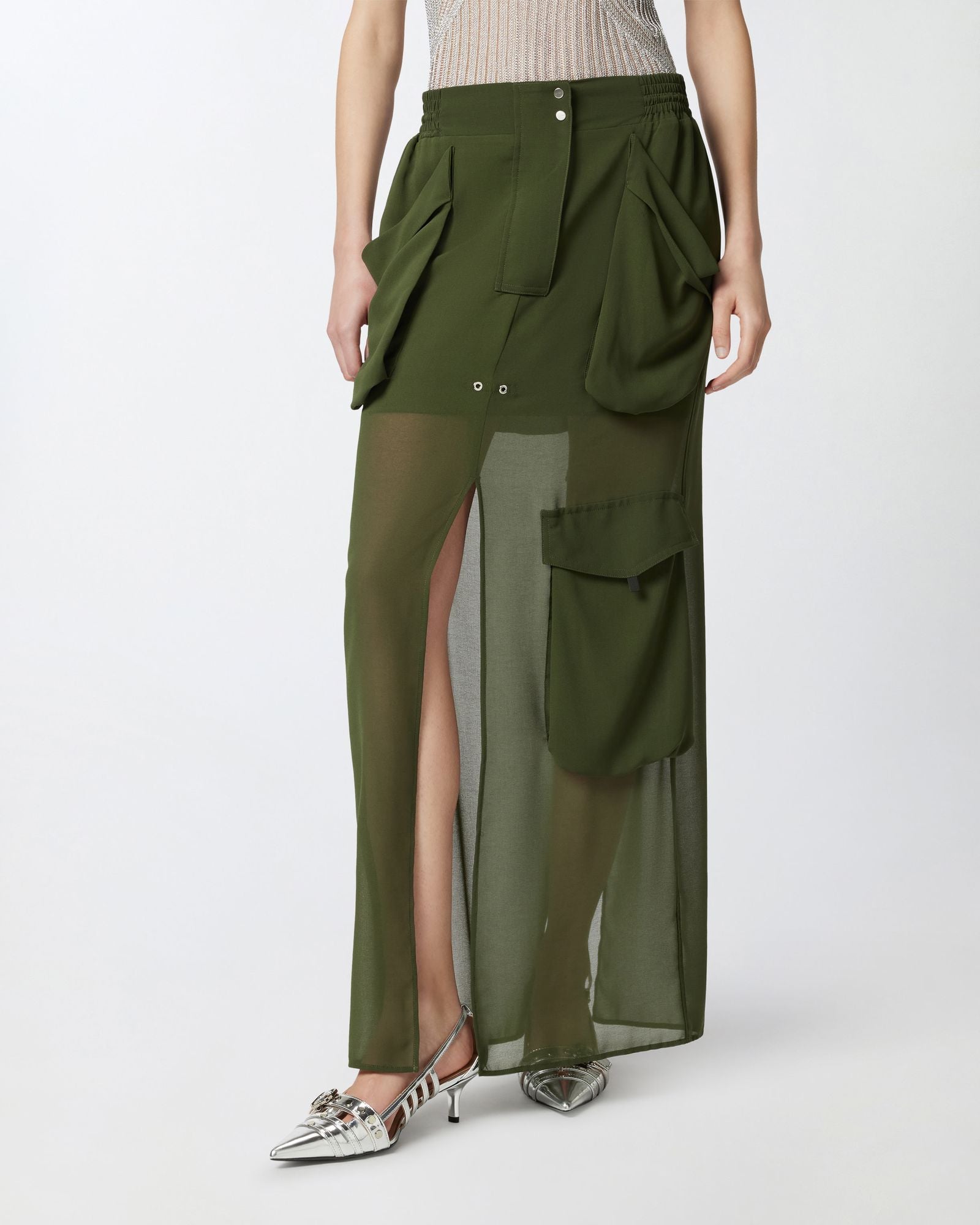 Gonna lunga in georgette 104789-A21F S1C PINKO 
