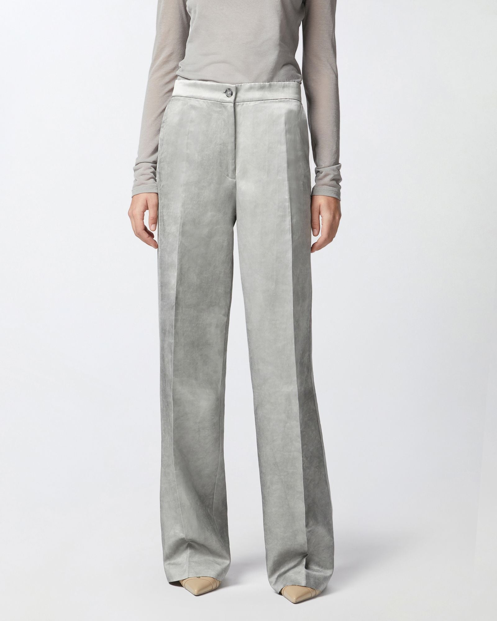 Pantalone ampio in raso delavé 104805-A2BP I53 PINKO 