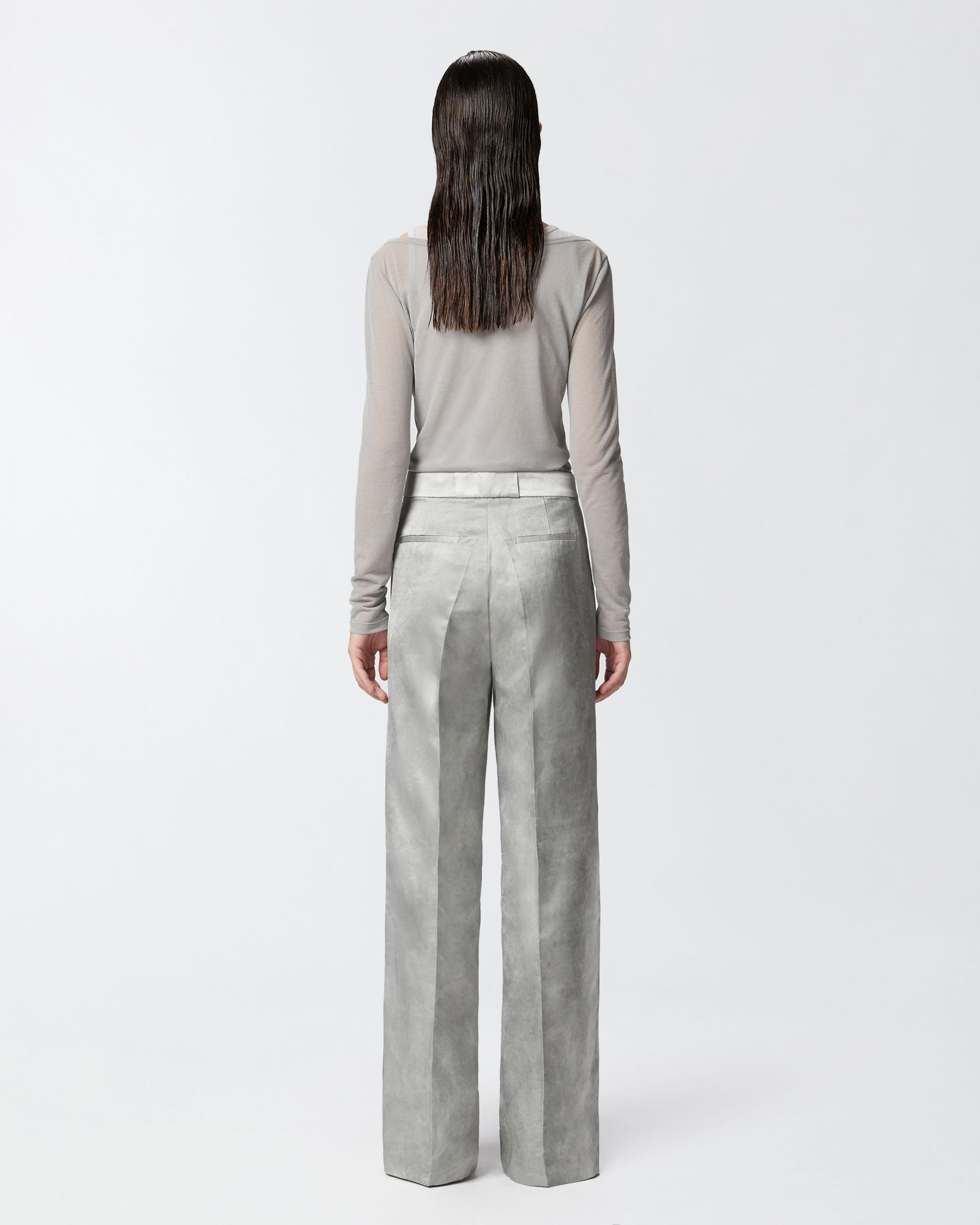 Pantalone ampio in raso delavé 104805-A2BP I53 PINKO 