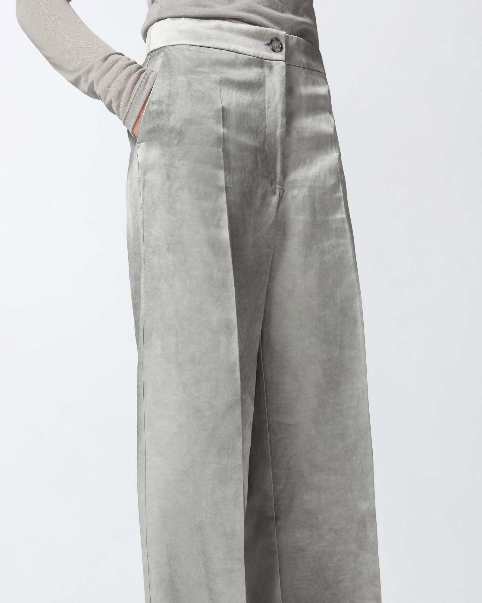 Pantalone ampio in raso delavé 104805-A2BP I53 PINKO 