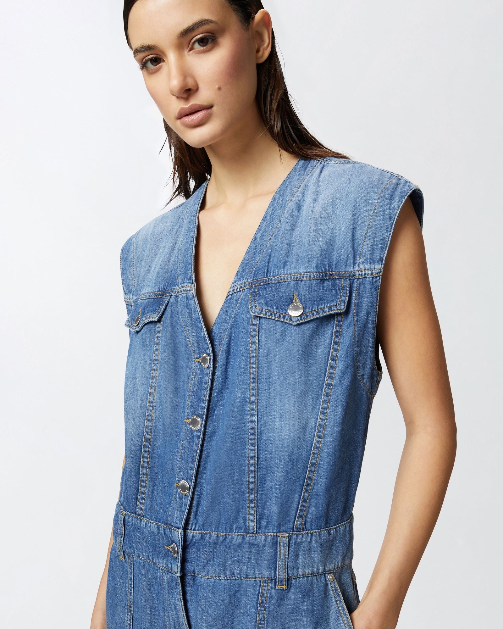 Tuta jeans senza maniche 104824-A2GQ PJD PINKO 