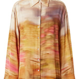 Camicia in satin stampa paesaggio 104864-A2G0 CN4 PINKO 