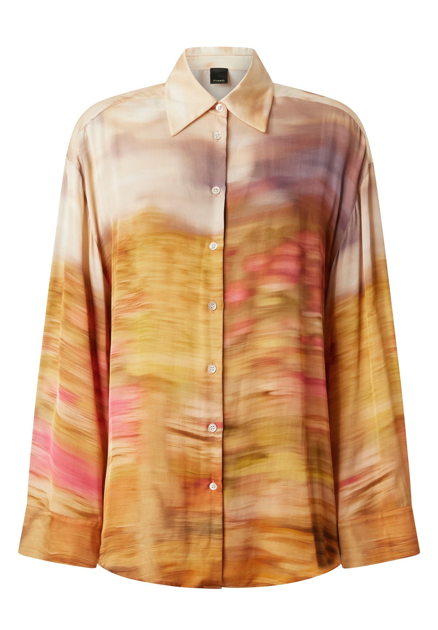 Camicia in satin stampa paesaggio 104864-A2G0 CN4 PINKO 