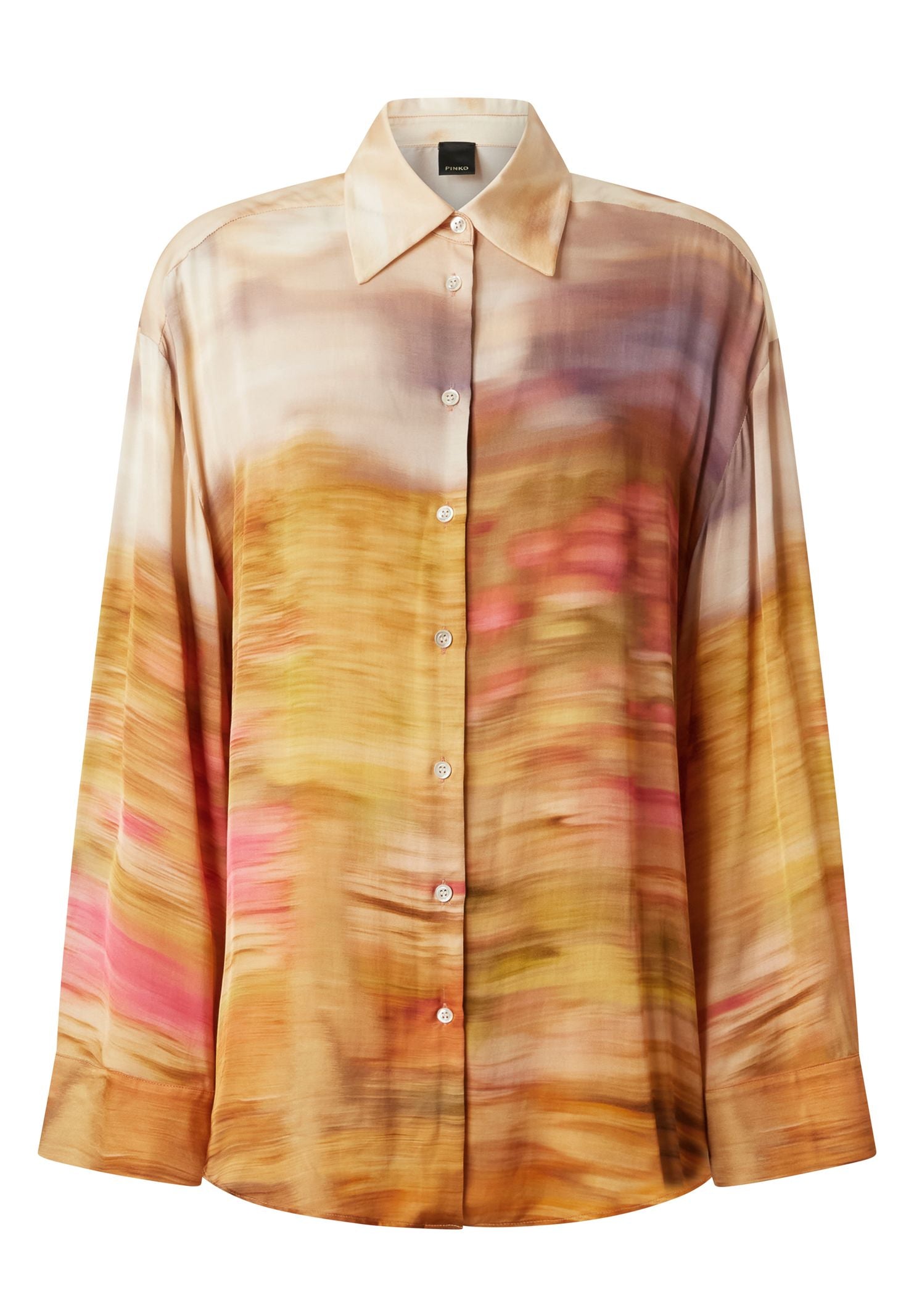 Camicia in satin stampa paesaggio 104864-A2G0 CN4 PINKO 