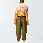 Camicia in satin stampa paesaggio 104864-A2G0 CN4 PINKO 