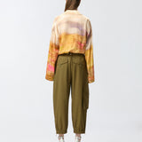Camicia in satin stampa paesaggio 104864-A2G0 CN4 PINKO 