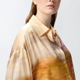 Camicia in satin stampa paesaggio 104864-A2G0 CN4 PINKO 