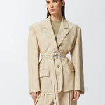 Giacca oversize in tela con texture 104887-A2EJ D18 PINKO 