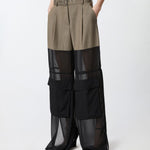 Pantalone cargo con georgette semitrasparente 104908-A2HC L67 PINKO 