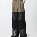 Pantalone cargo con georgette semitrasparente 104908-A2HC L67 PINKO 