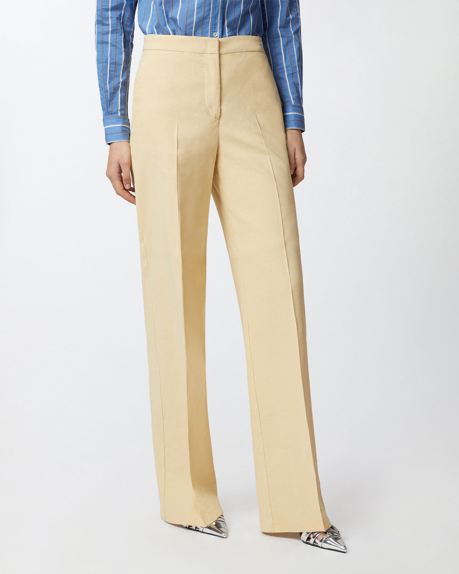 Pantalone con piega in lino stretch 104929-A0IM C23 PINKO 