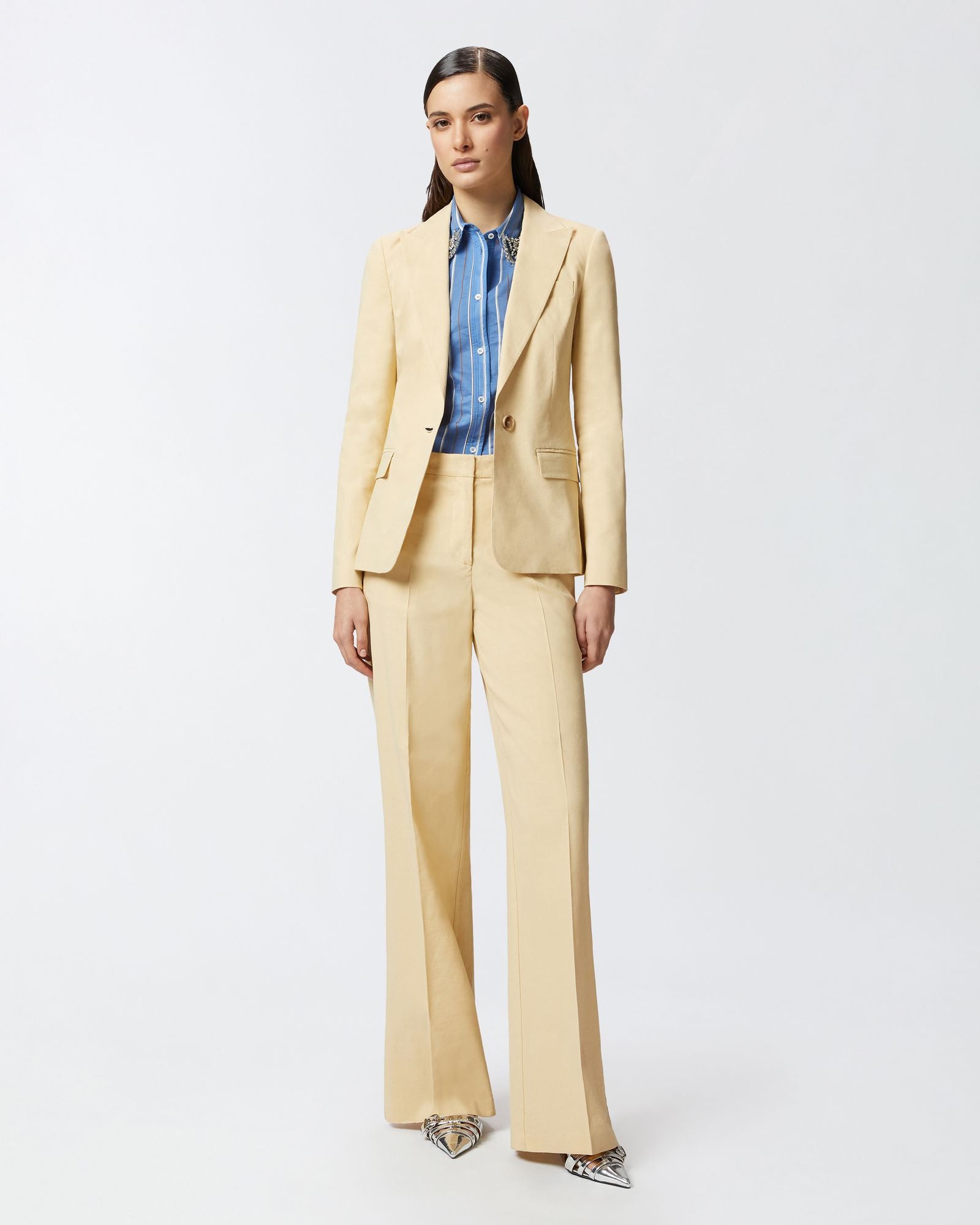 Pantalone con piega in lino stretch 104929-A0IM C23 PINKO 