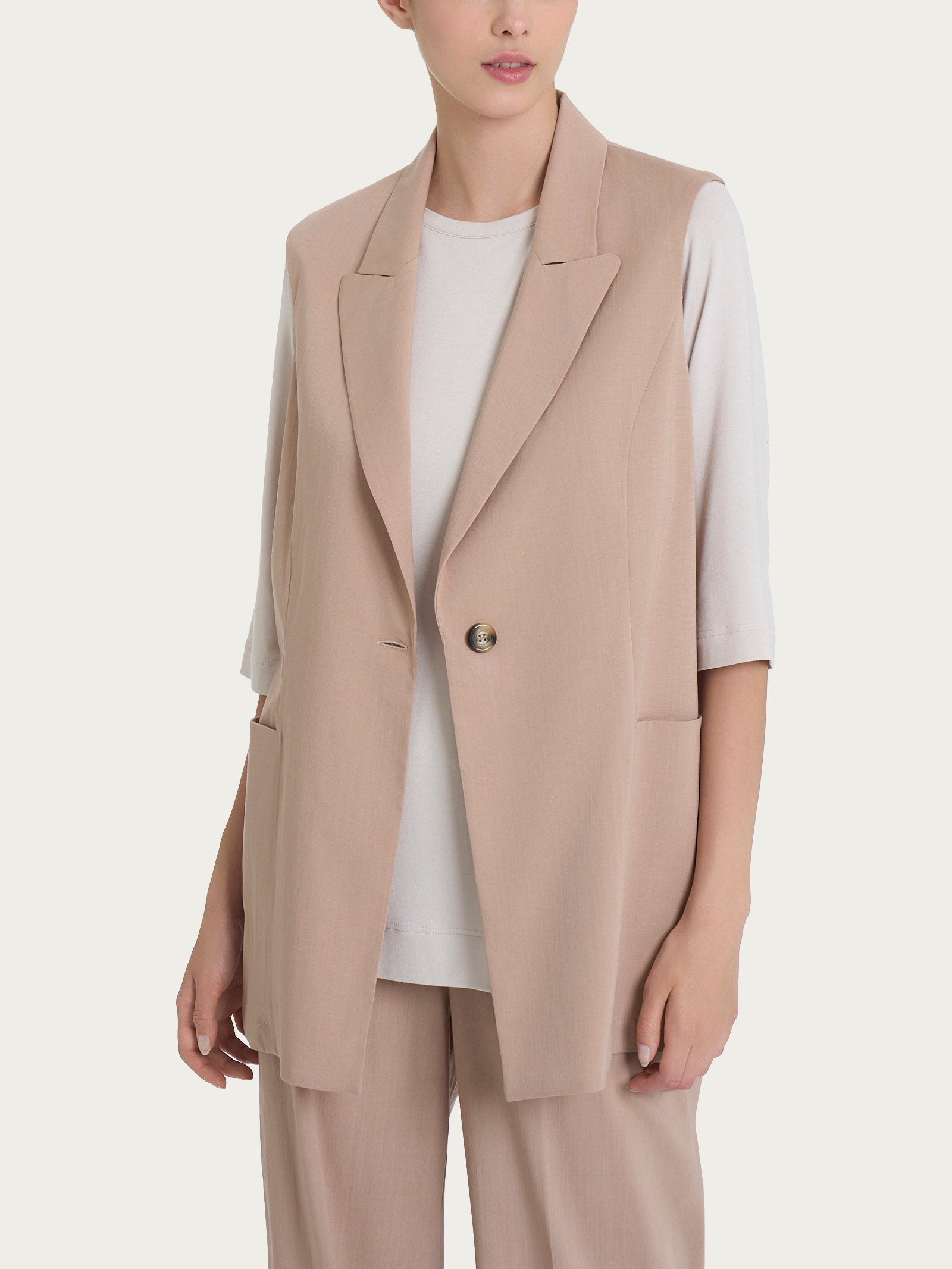 Gilet lungo in tessuto tencel Super Natural DP79GLSS25 B29 RAGNO 