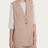 Gilet lungo in tessuto tencel Super Natural DP79GLSS25 B29 RAGNO 