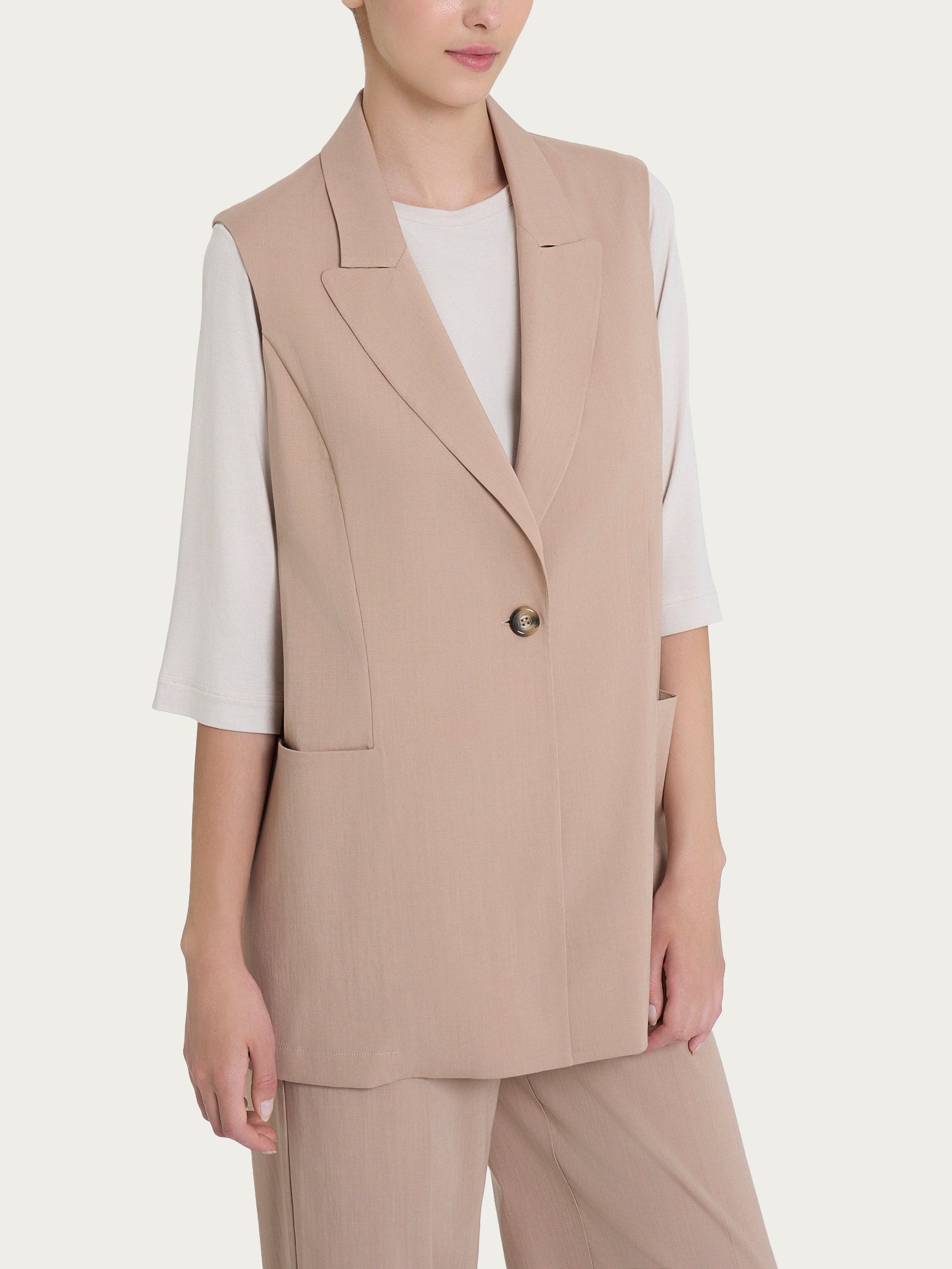 Gilet lungo in tessuto tencel Super Natural DP79GLSS25 B29 RAGNO 