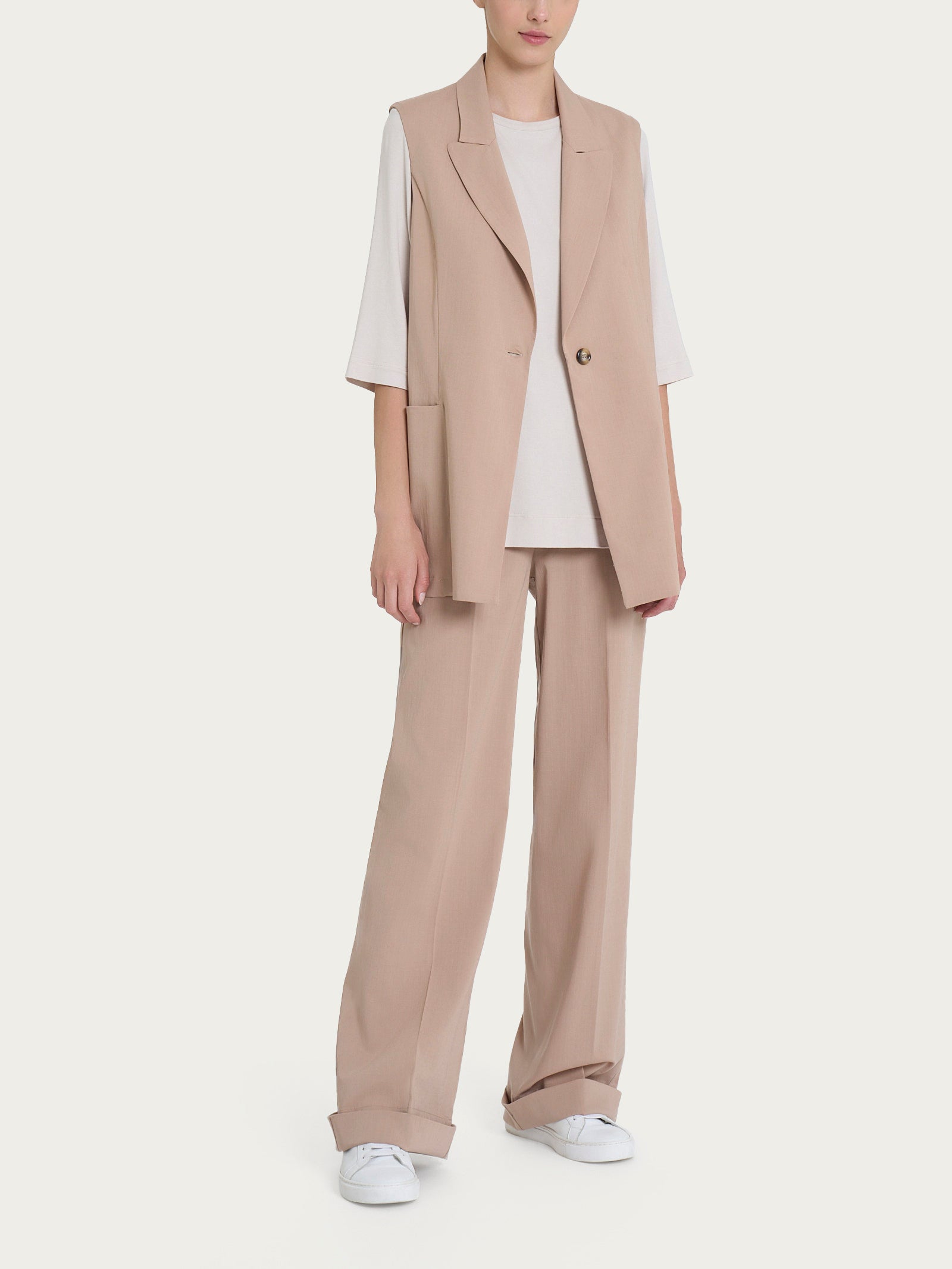 Gilet lungo in tessuto tencel Super Natural DP79GLSS25 B29 RAGNO 