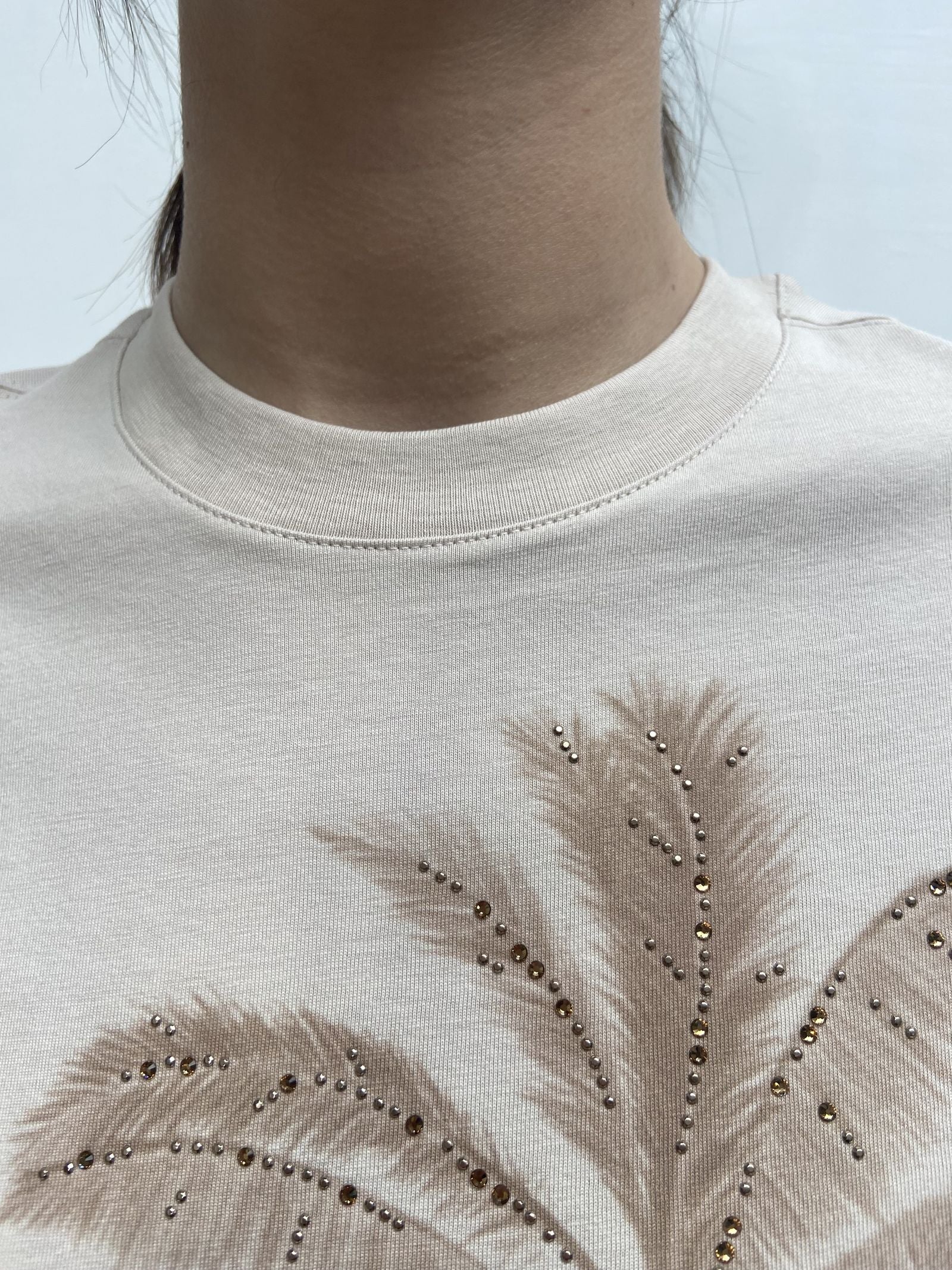 T-shirt con stampa TS301 BEIGE TOP-TEE 