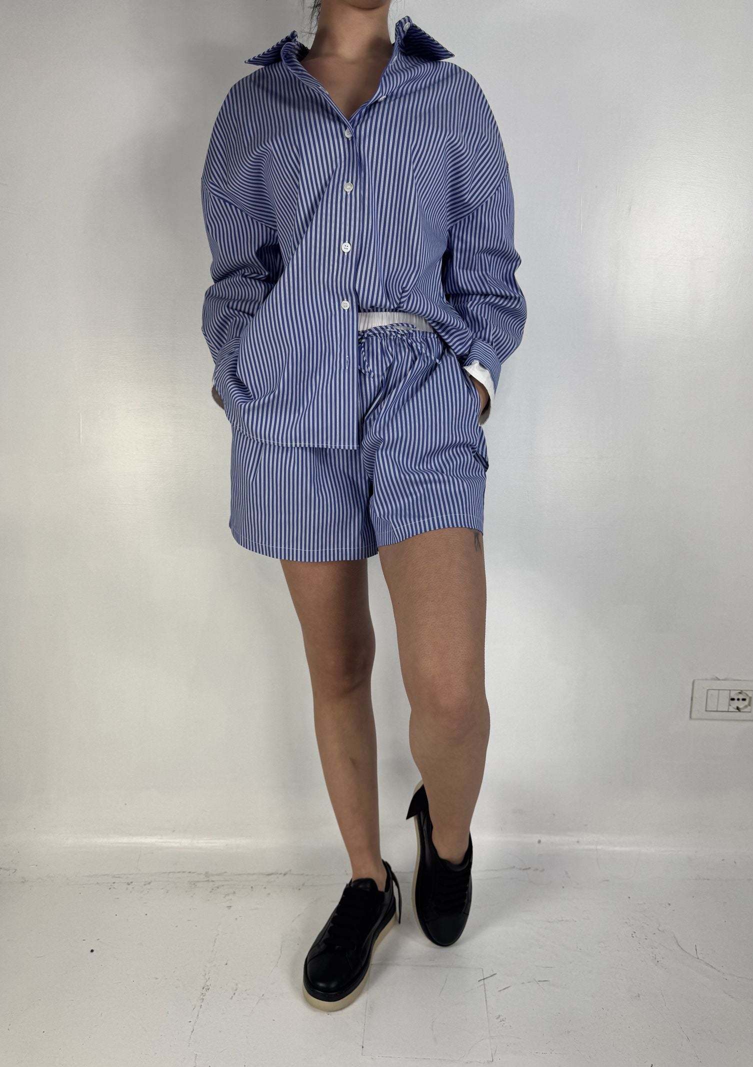 Shorts in popeline a righe - Eleh SS260035 BLU ELEH 