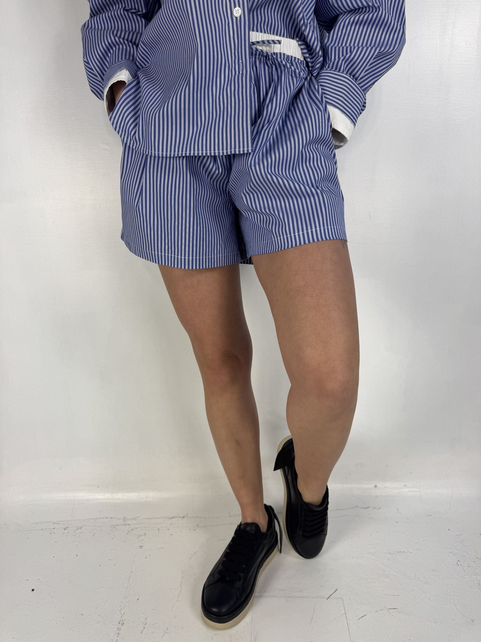 Shorts in popeline a righe - Eleh SS260035 BLU ELEH 