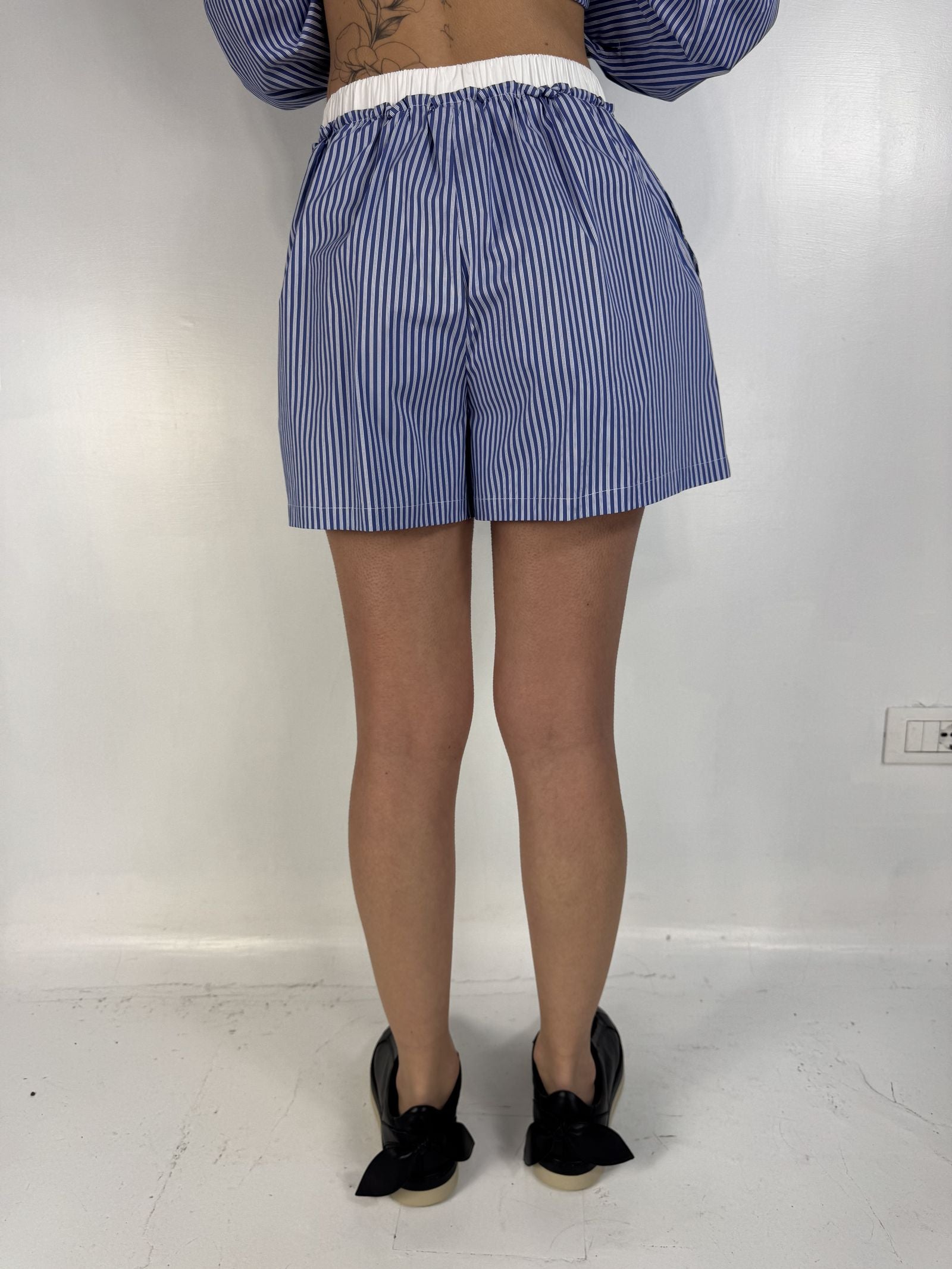 Shorts in popeline a righe - Eleh SS260035 BLU ELEH 