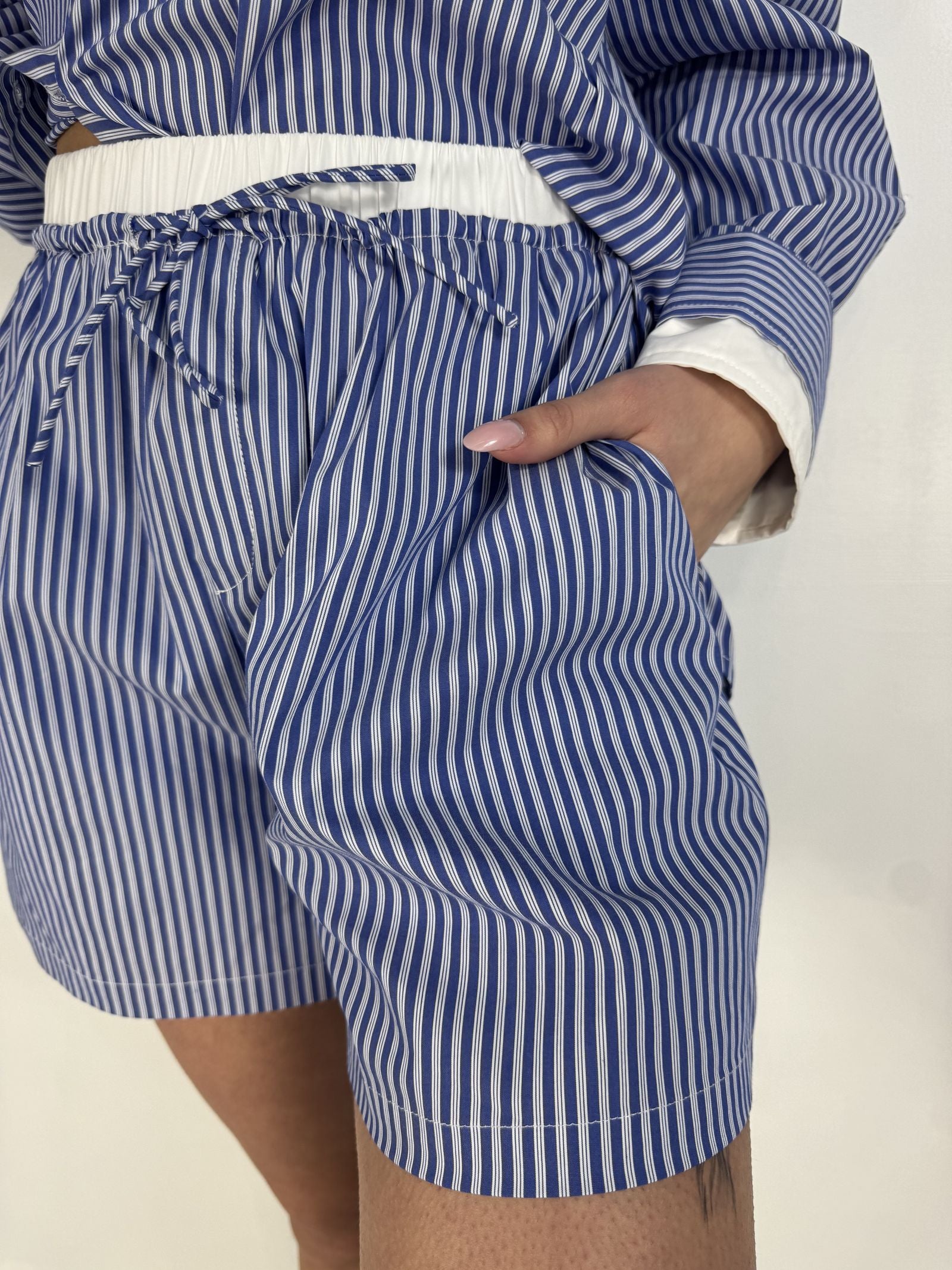 Shorts in popeline a righe - Eleh SS260035 BLU ELEH 