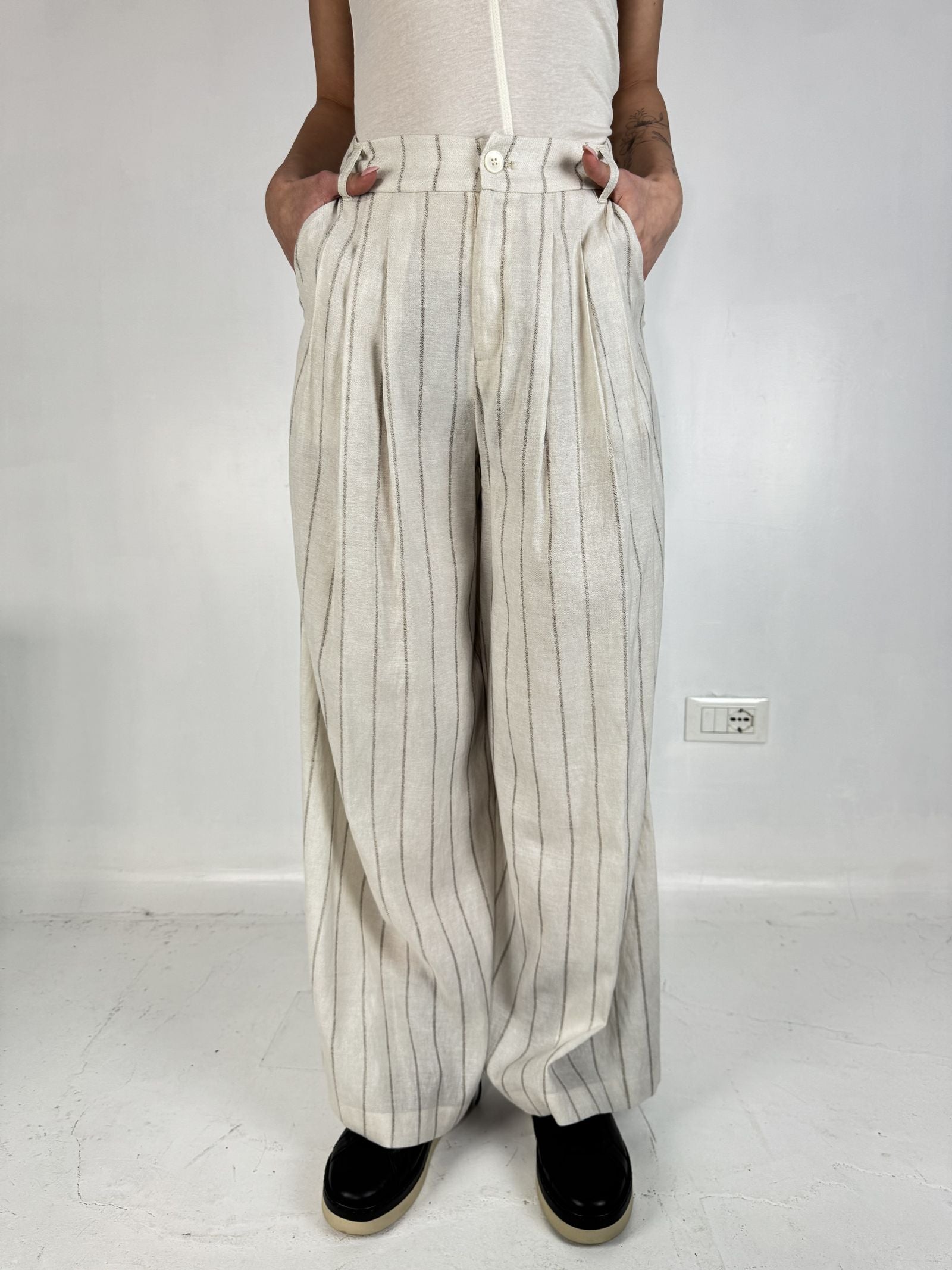 Pantalone con motivo a righe - Eleh SS260272 ECRU ELEH 