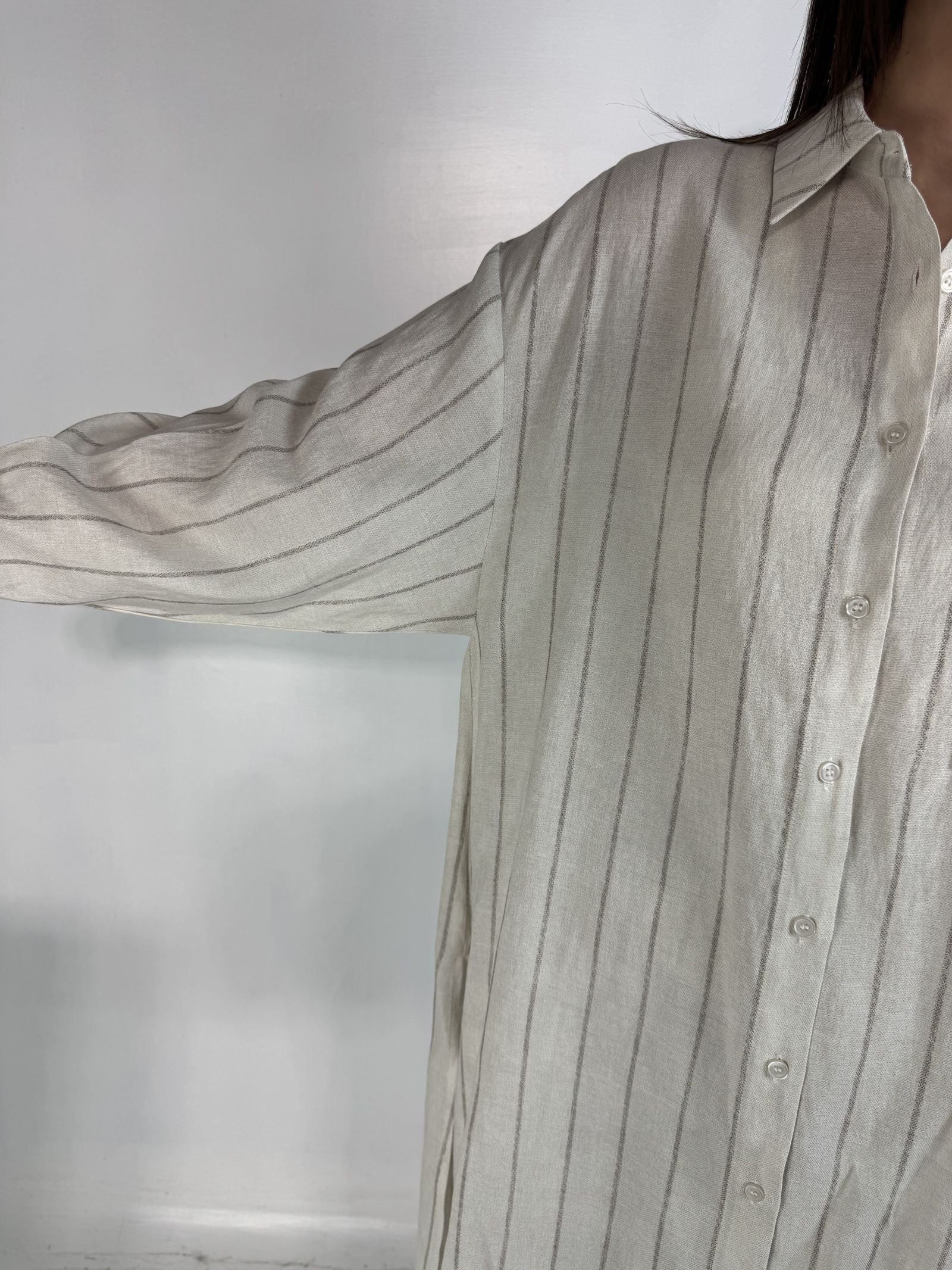 Camicia lunga con motivo a righe - Eleh SS260273 ECRU ELEH 