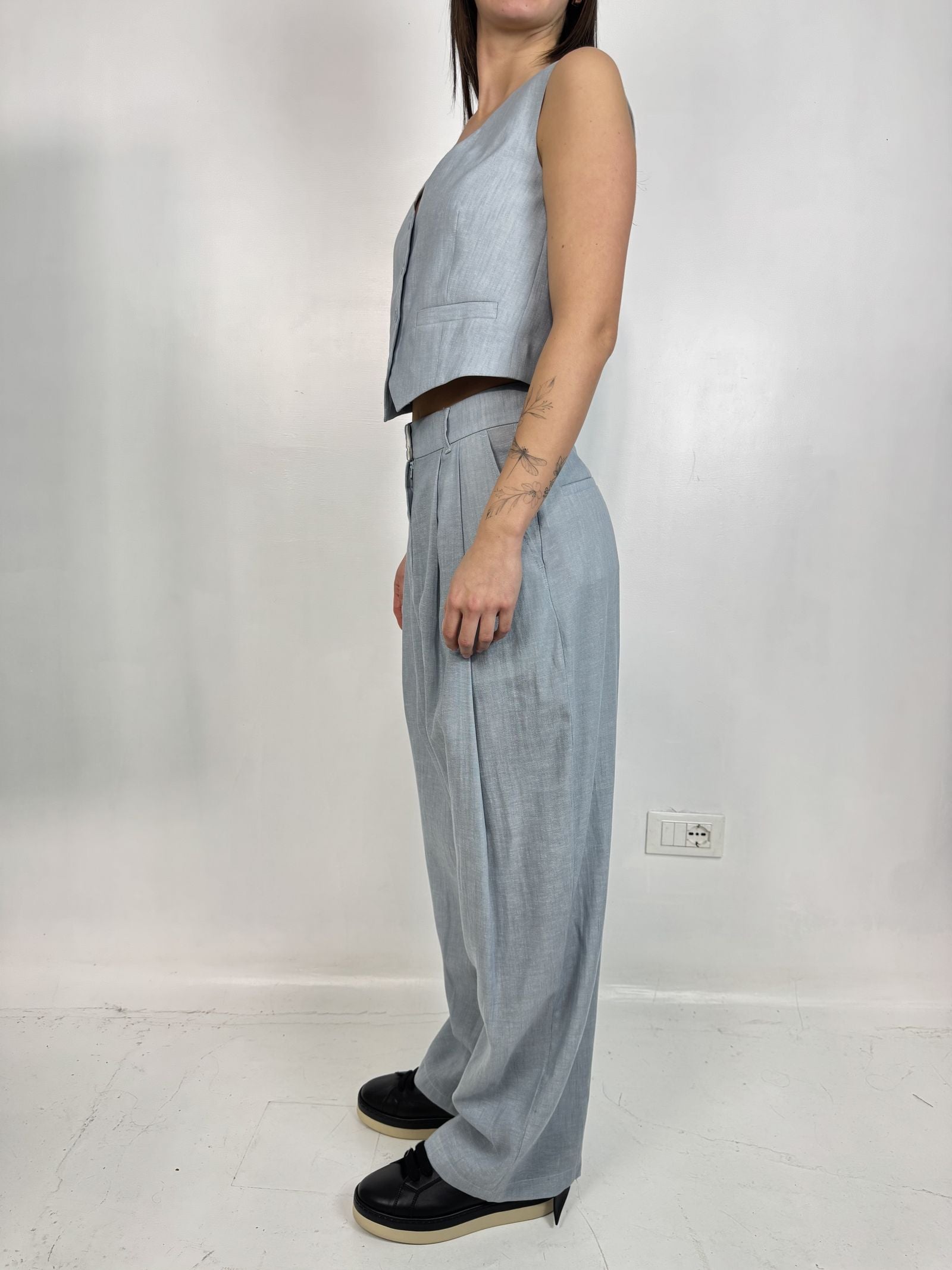 Gilet monopetto in lino - Eleh SS260309 BLU ELEH 