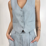 Gilet monopetto in lino - Eleh SS260309 BLU ELEH 